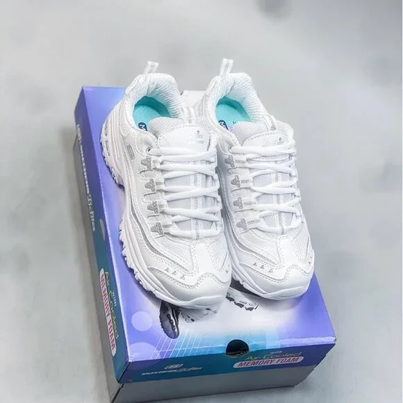 White Skechers Dlites Retro Sports Dad Shoes